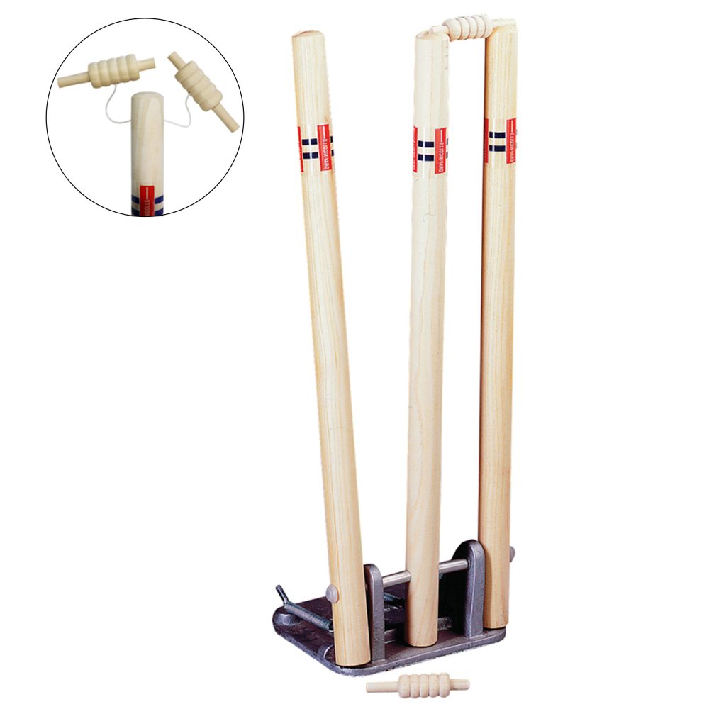 Gray-Nicolls-Wooden Spring-Return-Stumps with-String-Bails